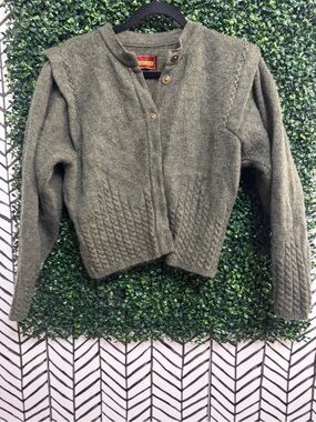 Vintage Sage Green Wool Button Cardigan Sweater